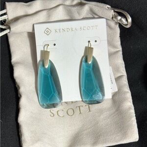 Kendra Scott Teal and Gold Drop Maize earrings